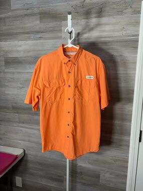 Magellan Outdoors Orange Short-Sleeve Button Down Shirt 2141